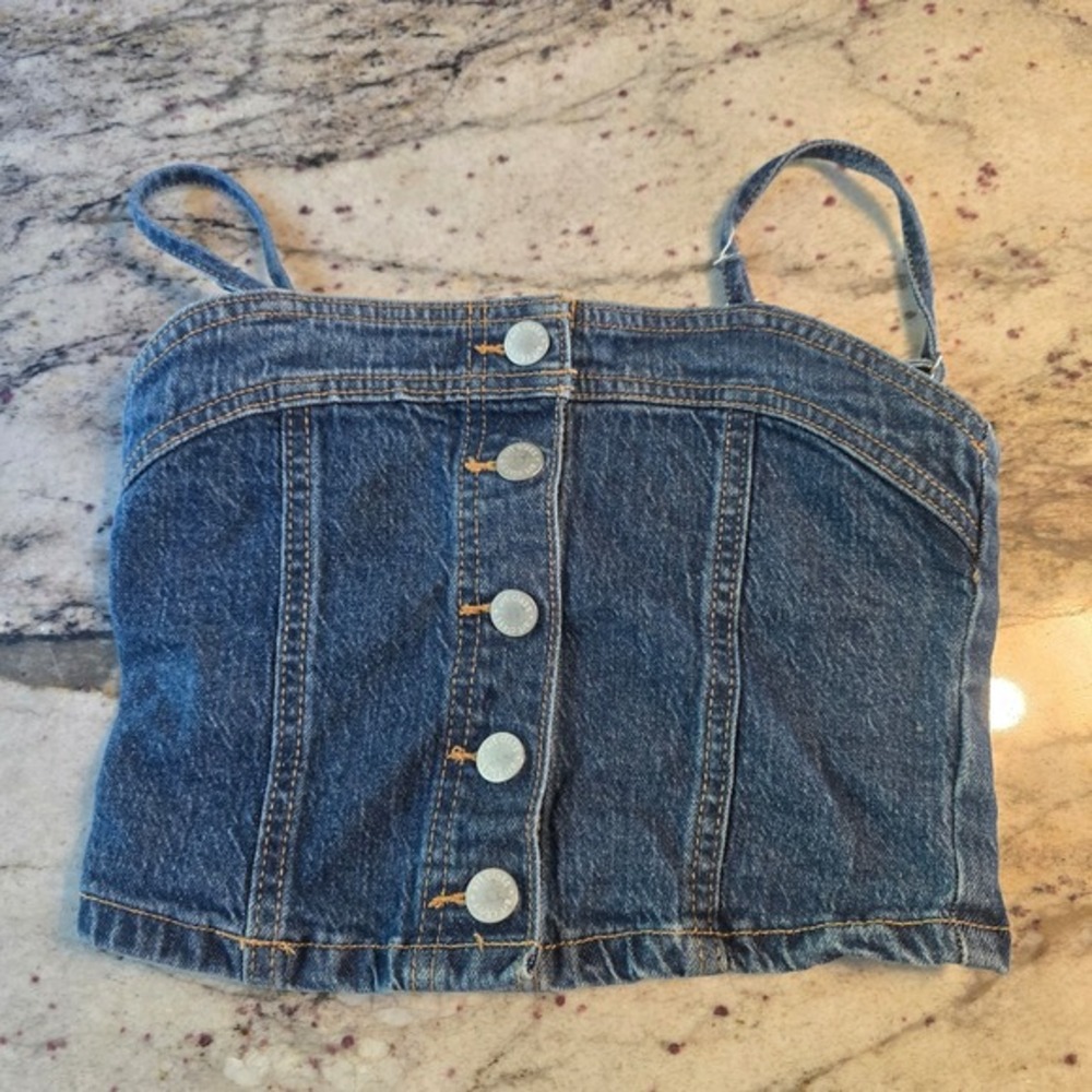Jean crop button front tank girls 6/7 Art Class‎